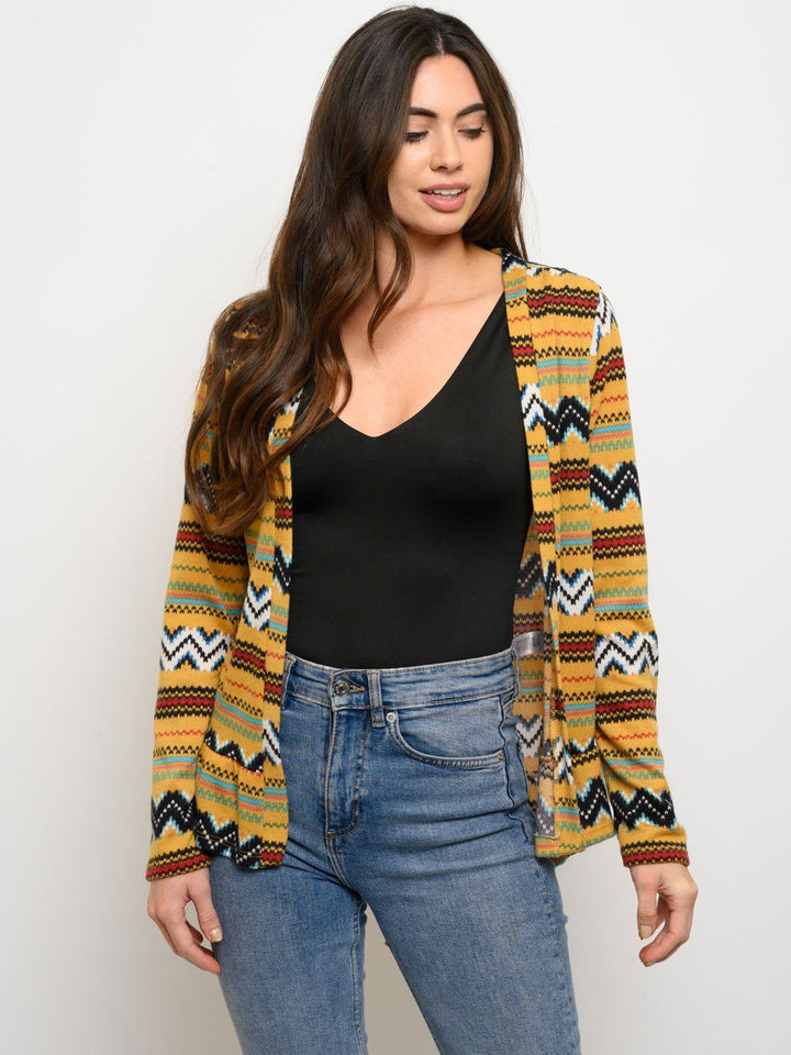 WOMEN'S LONG SLEEVE MULTI PRINT CARDIGAN