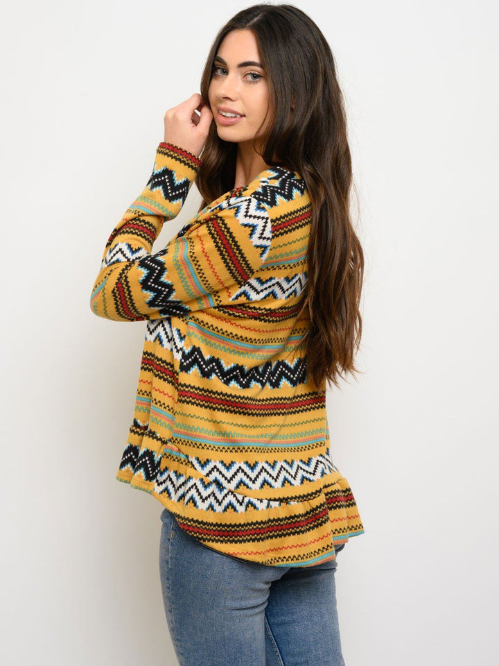 WOMEN'S LONG SLEEVE MULTI PRINT CARDIGAN