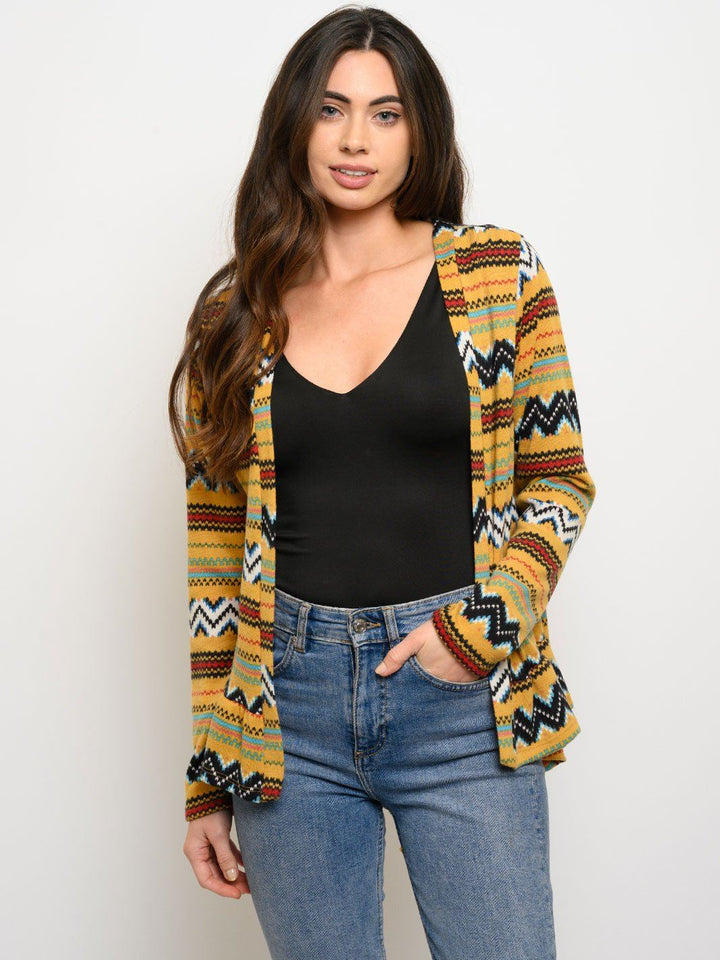 WOMEN'S LONG SLEEVE MULTI PRINT CARDIGAN