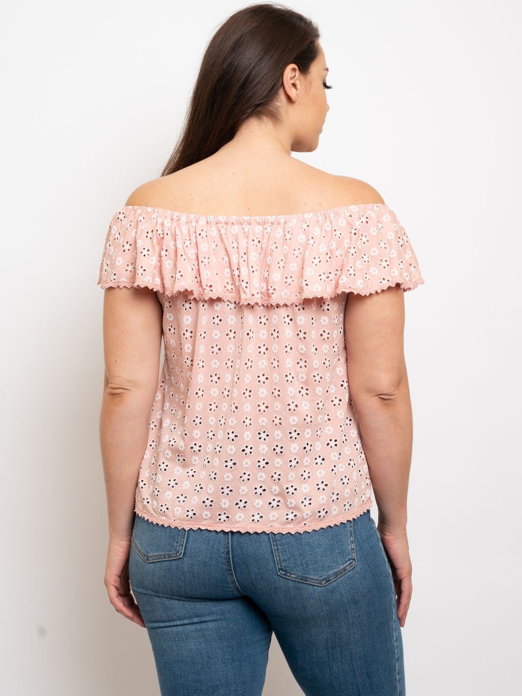 PLUS SIZE OFF SHOULDER EYELET TOP