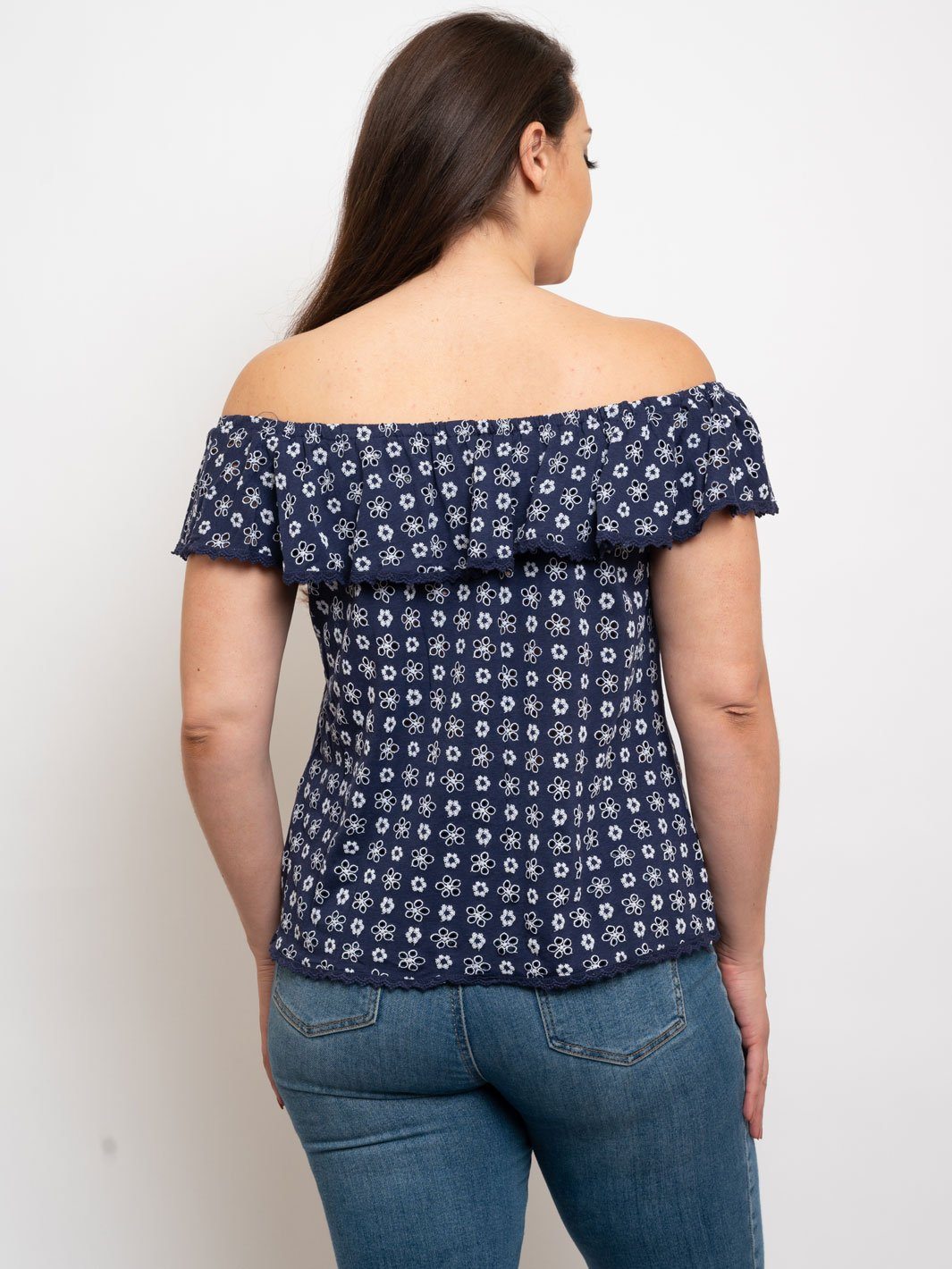 PLUS SIZE OFF SHOULDER EYELET TOP