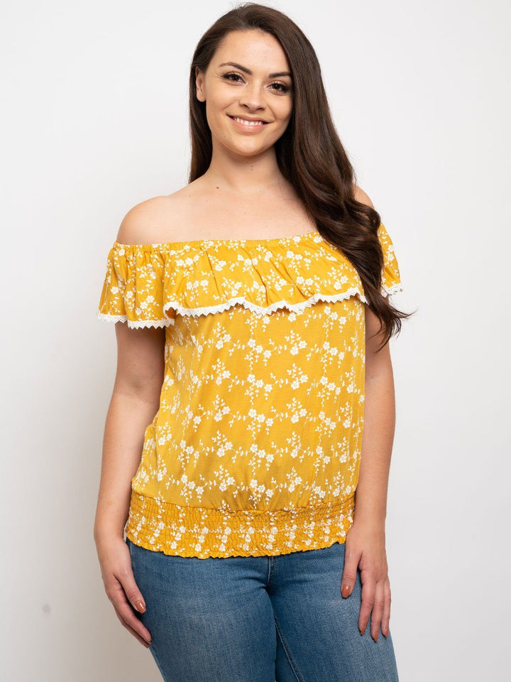 PLUS SIZE RUFFLE SMOCK BOTTOM BAND TOP