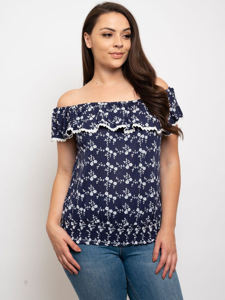 PLUS SIZE RUFFLE SMOCK BOTTOM BAND TOP