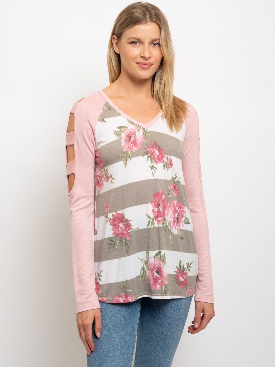 WOMEN'S LONG SLEEVE FLORAL TOP