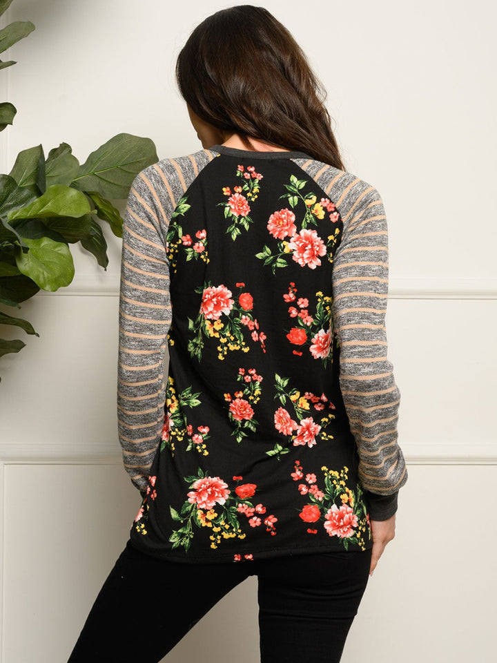 WOMEN'S LONG SLEEVE MULTI PRINT TUNIC TOP