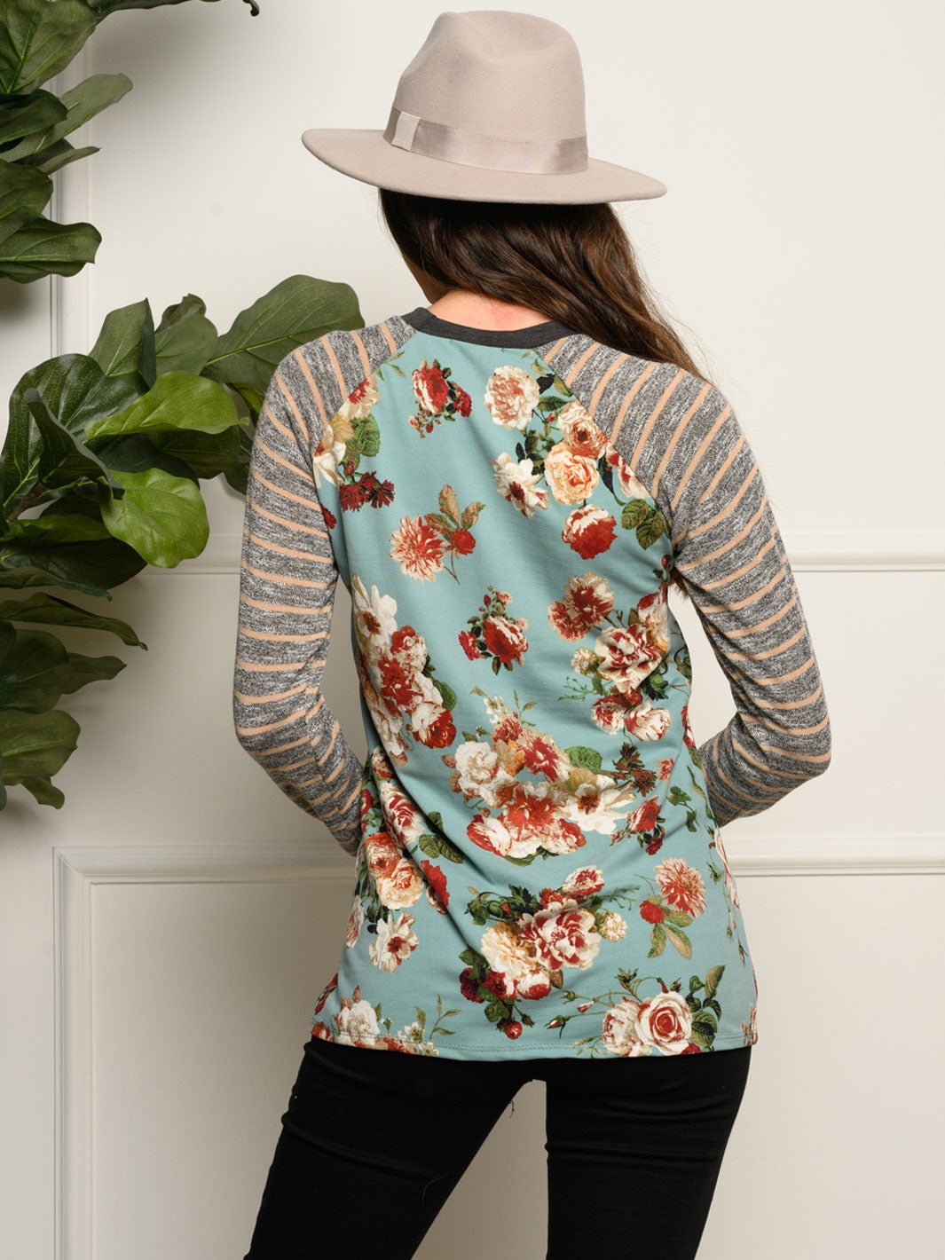 WOMEN'S LONG SLEEVE MULTI PRINT TUNIC TOP