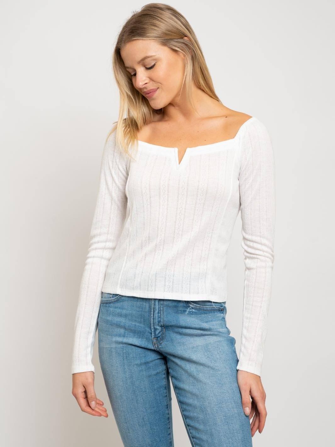 WOMEN'S WHITE LONG SLEEVE TOP