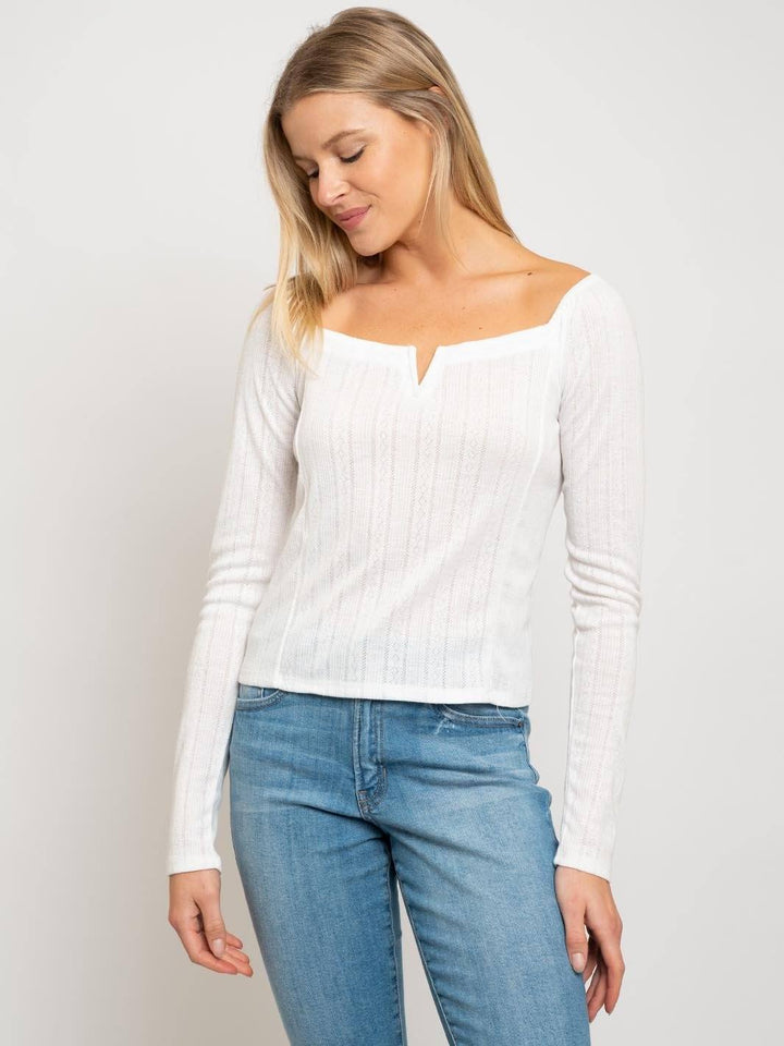 WOMEN'S WHITE LONG SLEEVE TOP