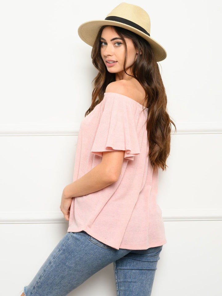 WOMEN'S OFF SHOULDER BUTTON DOWN TOP