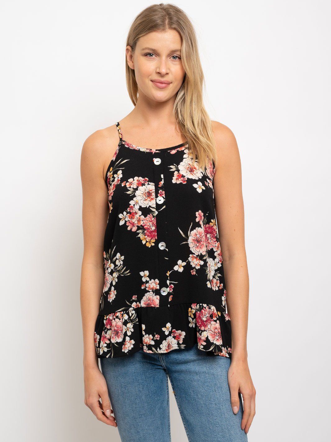 WOMEN'S SPRING PEPLUM SPAGUETTI STRAP TANK TOP