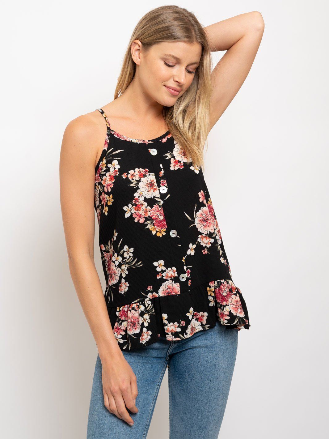 WOMEN'S SPRING PEPLUM SPAGUETTI STRAP TANK TOP