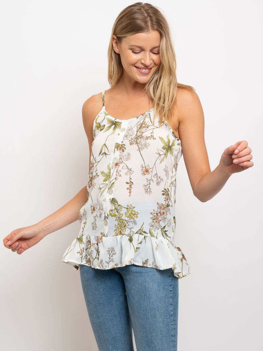 WOMEN'S SPRING PEPLUM SPAGUETTI STRAP TANK TOP