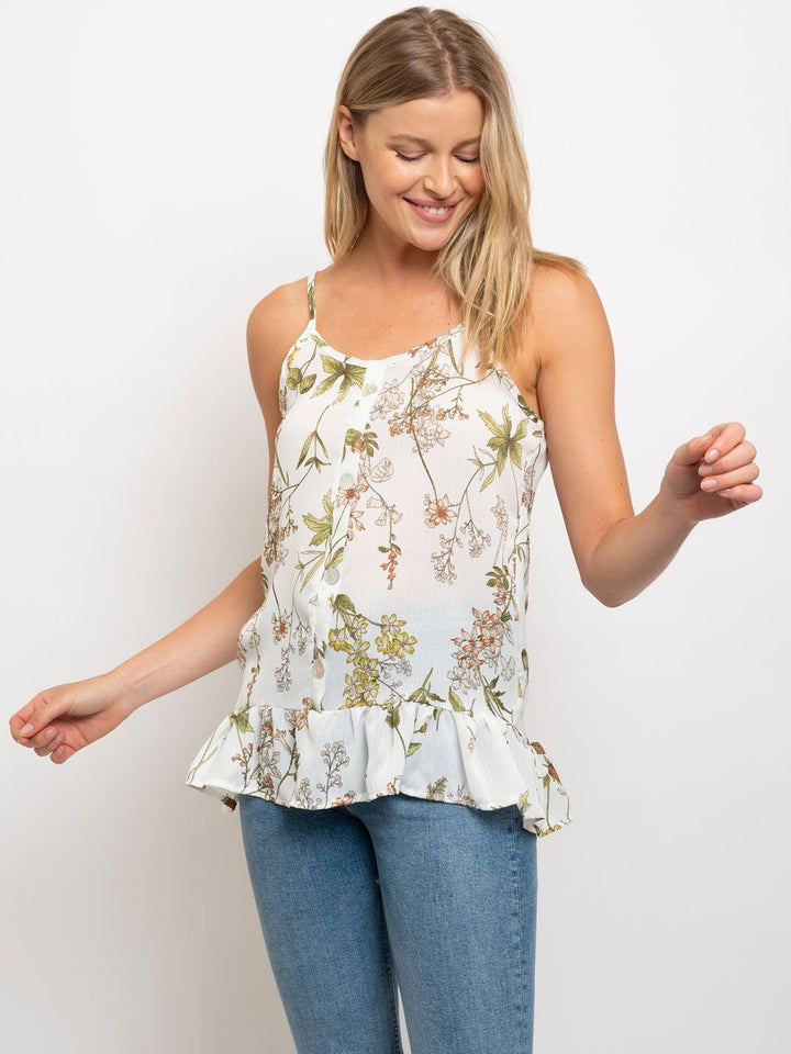 WOMEN'S SPRING PEPLUM SPAGUETTI STRAP TANK TOP