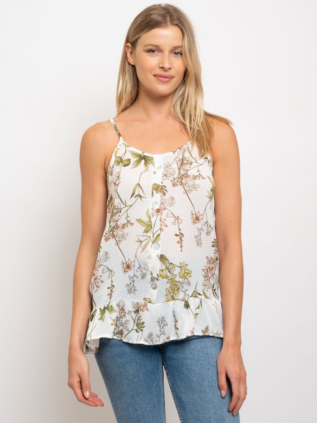 WOMEN'S SPRING PEPLUM SPAGUETTI STRAP TANK TOP