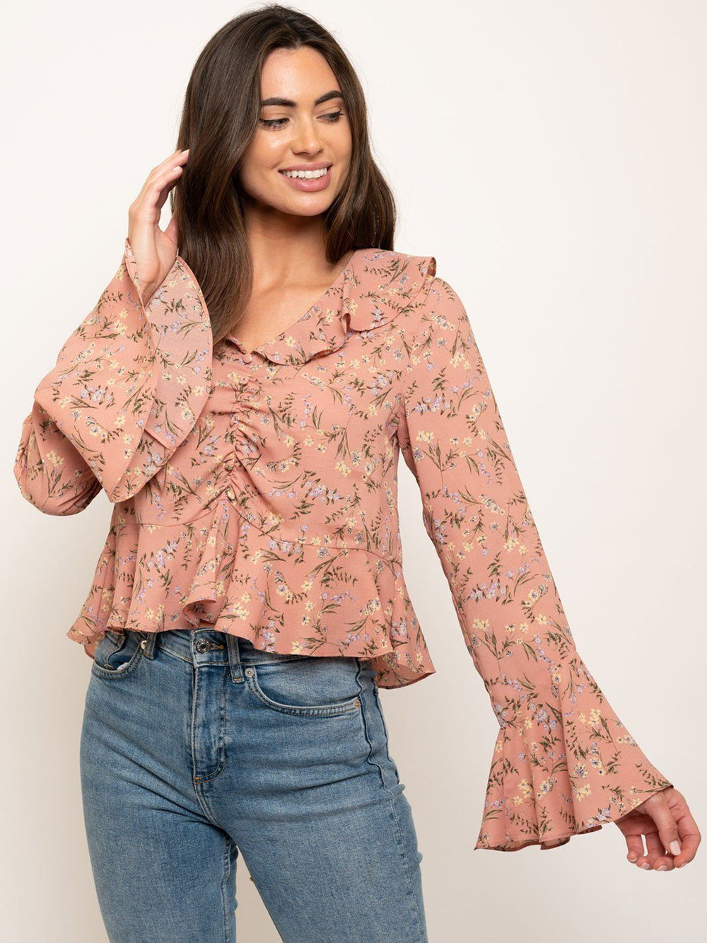 WOMEN'S FLORAL LONG SLEEVE TOP