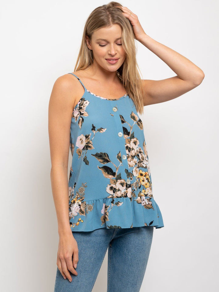 WOMEN'S SPRING PEPLUM SPAGHETTI STRAP TOP