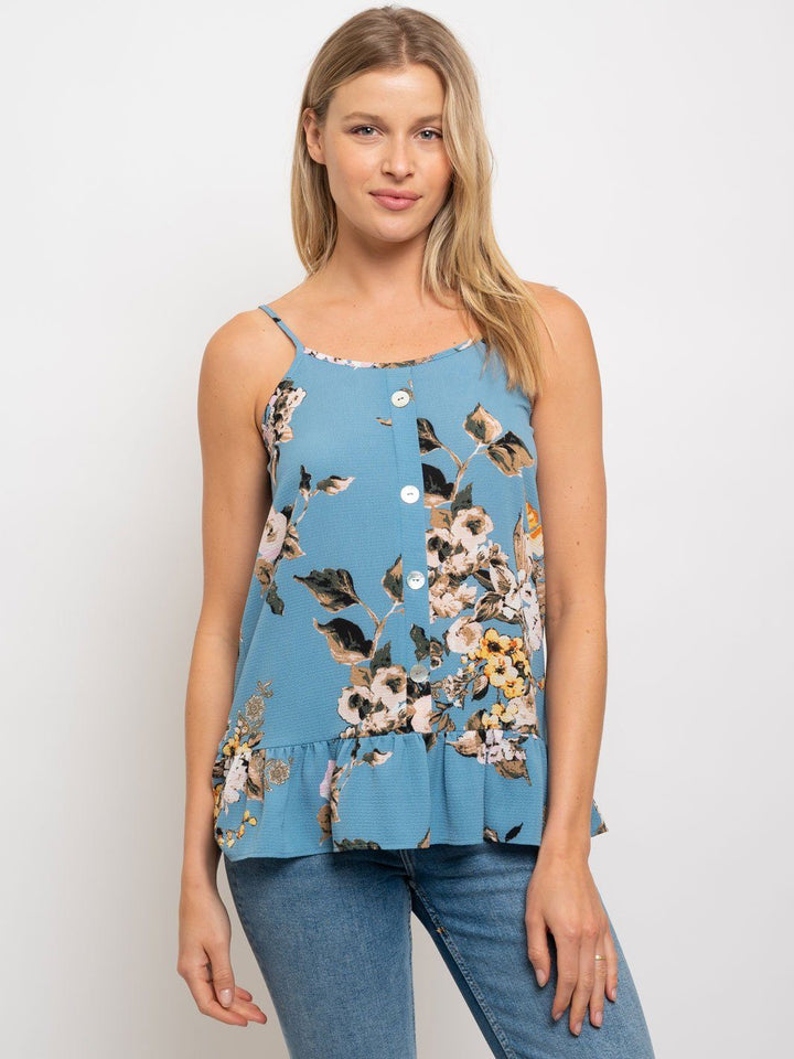 WOMEN'S SPRING PEPLUM SPAGHETTI STRAP TOP