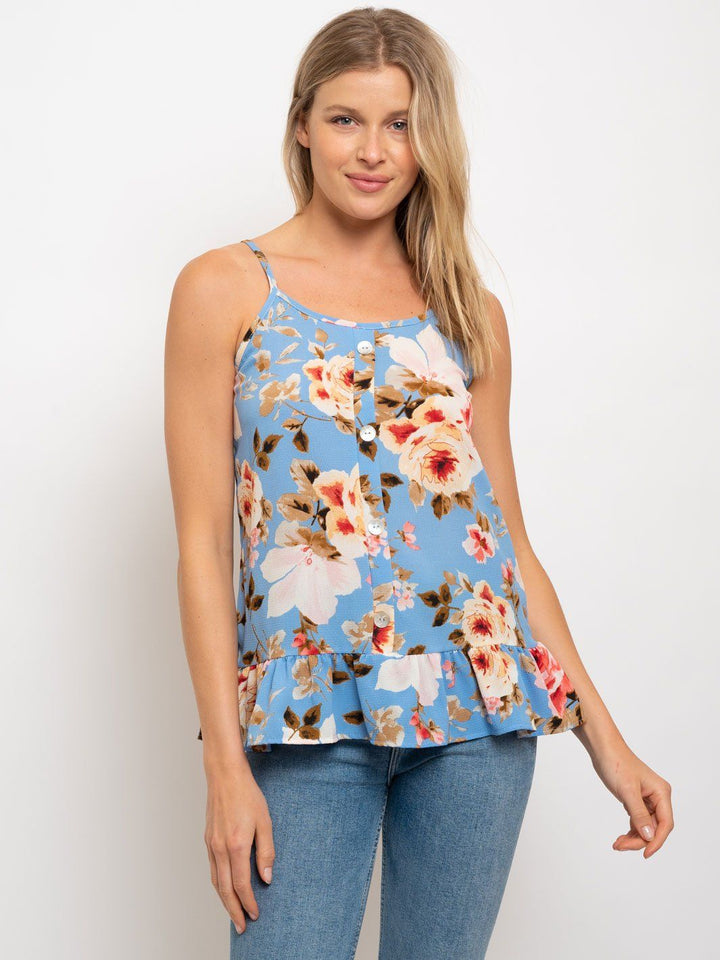 WOMEN'S SPRING PEPLUM SPAGUETTI STRAP TOP