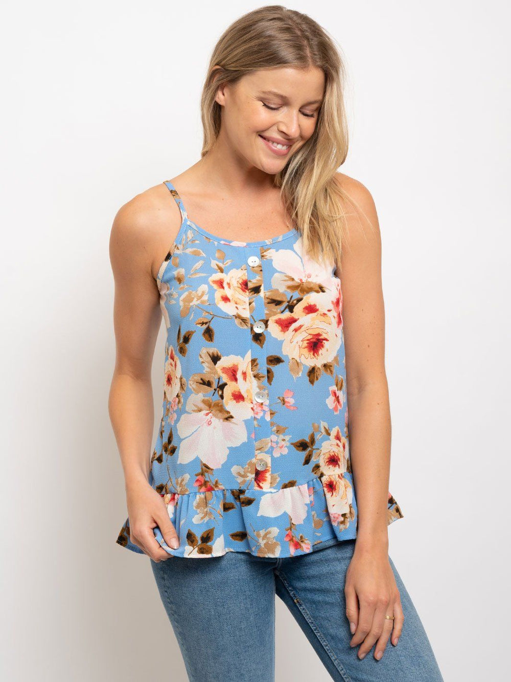 WOMEN'S SPRING PEPLUM SPAGUETTI STRAP TOP
