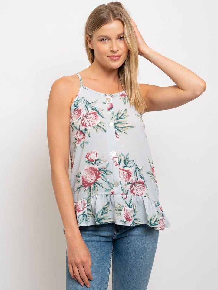 WOMEN'S SPRING PEPLUM SPAGUETTI STRAP TOP
