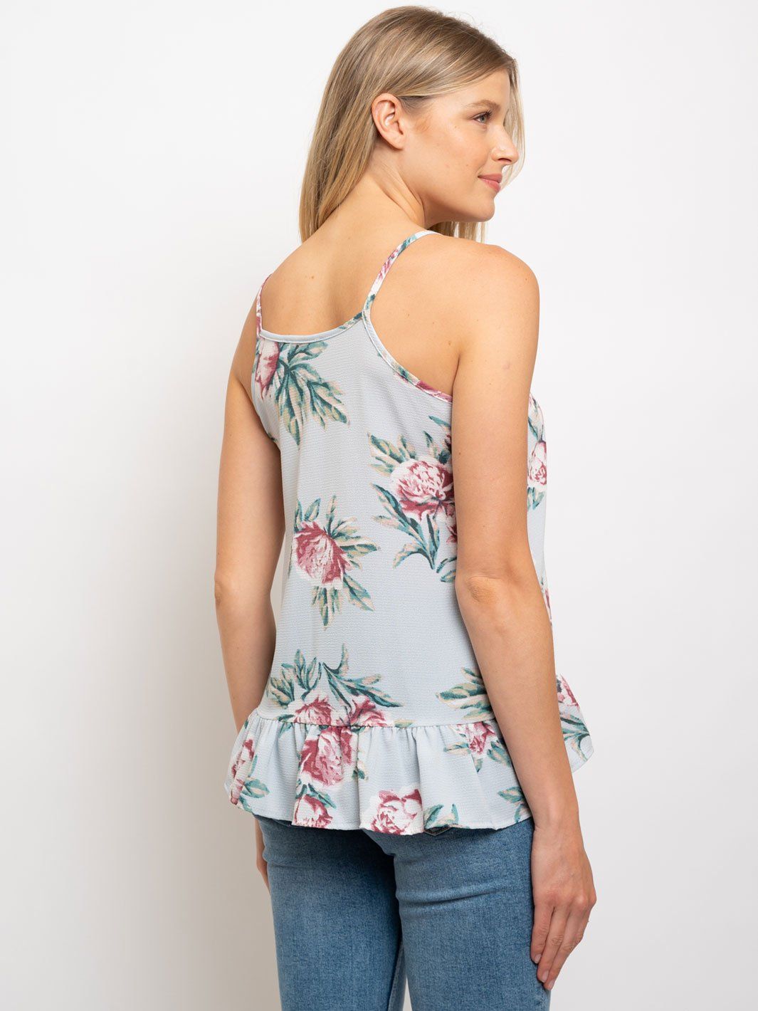 WOMEN'S SPRING PEPLUM SPAGUETTI STRAP TOP