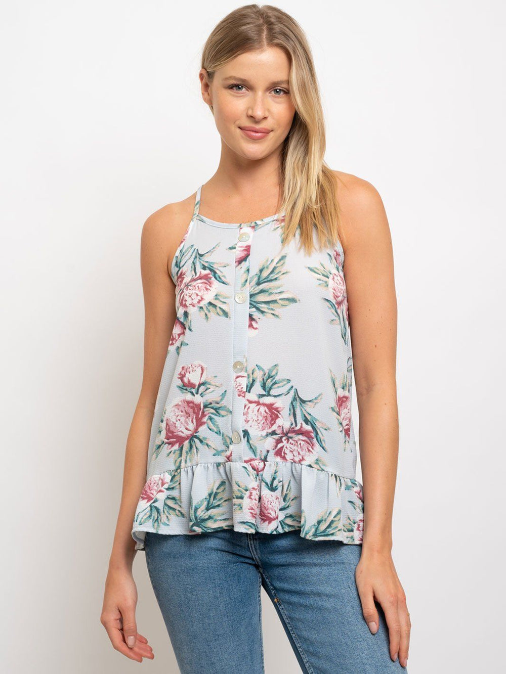 WOMEN'S SPRING PEPLUM SPAGUETTI STRAP TOP