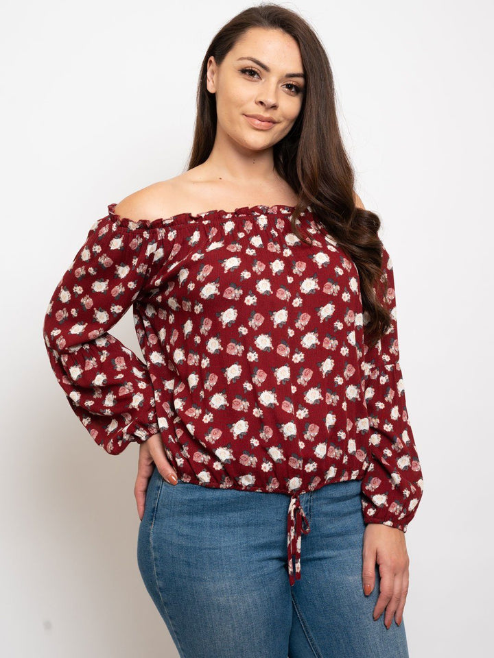 PLUS SIZE FLORAL OFF THE SHOULDER TOP