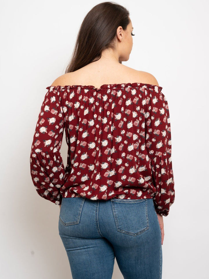 PLUS SIZE FLORAL OFF THE SHOULDER TOP
