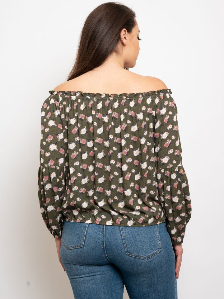 PLUS SIZE FLORAL OFF THE SHOULDER TOP