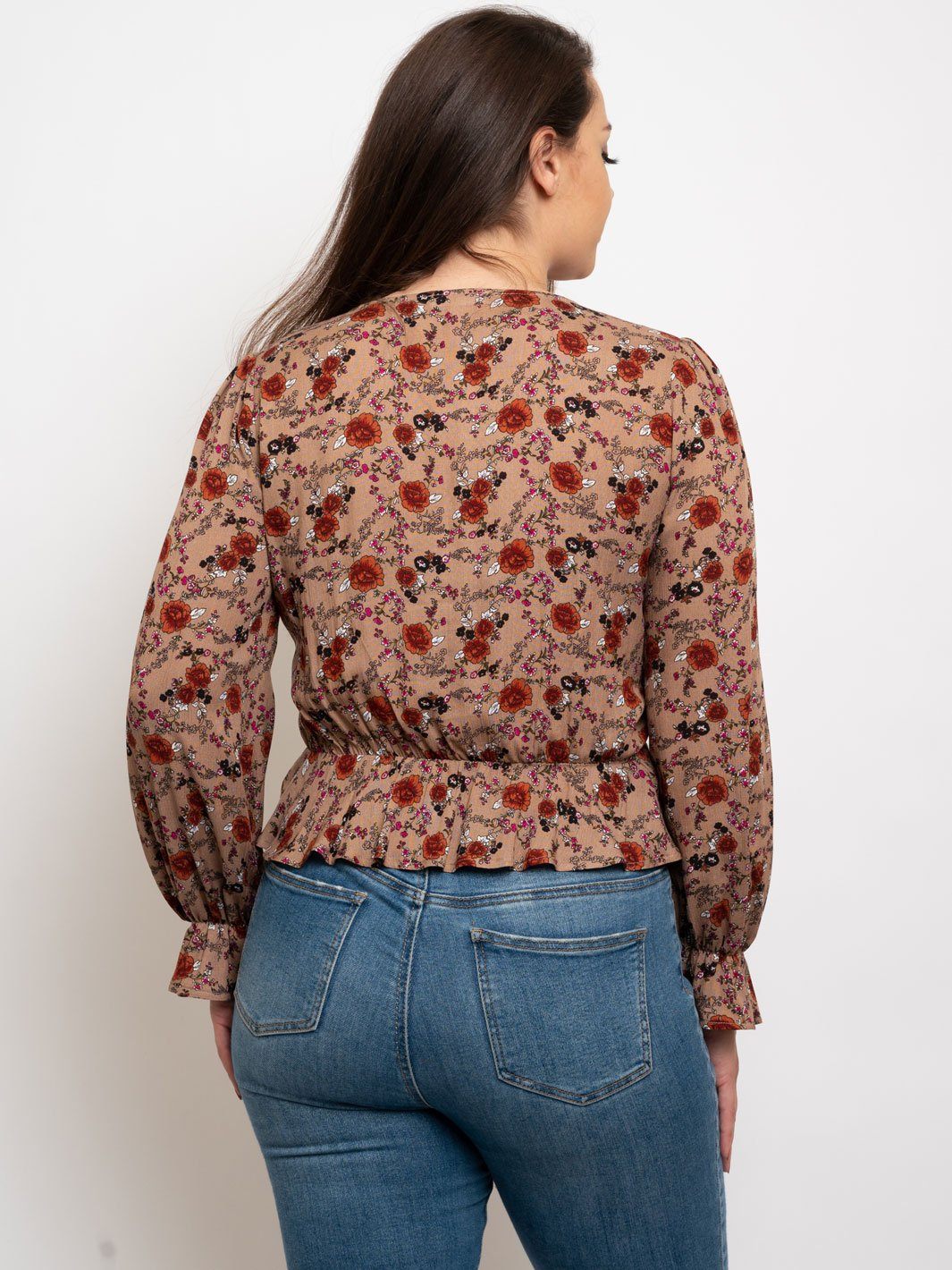 PLUS SIZE FLORAL PRINT OFF SHOULDER TOP