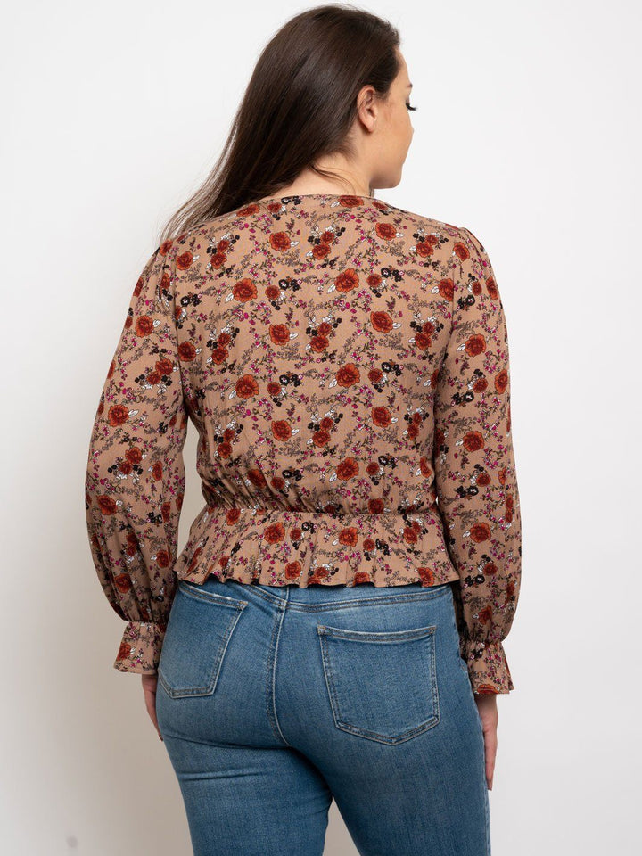 PLUS SIZE FLORAL PRINT OFF SHOULDER TOP