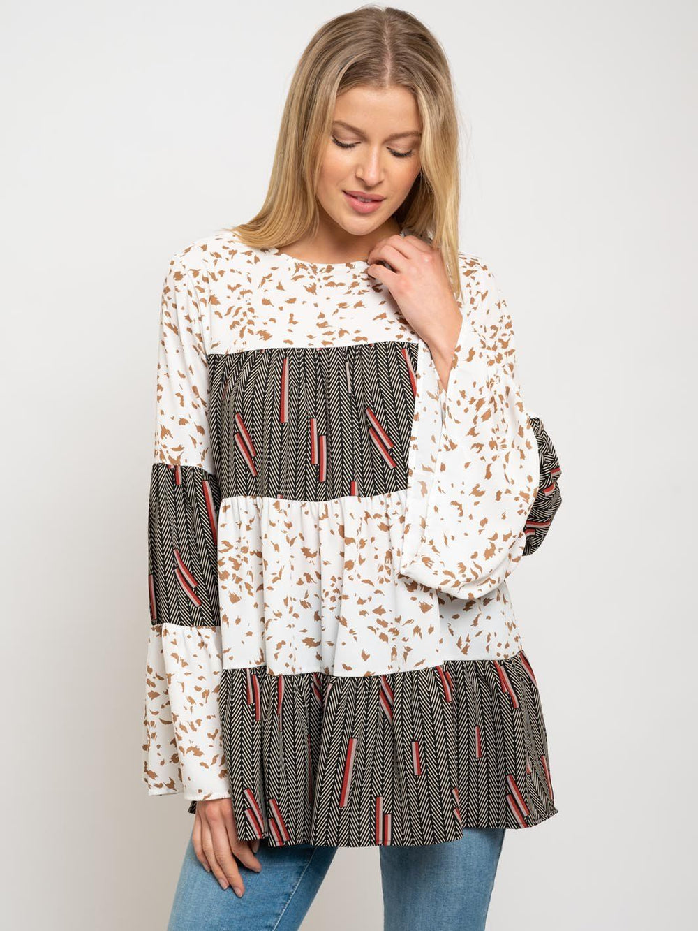 WOMEN'S BELL SLEEVE MULTI TOP