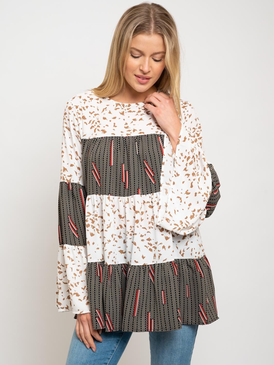WOMEN'S BELL SLEEVE MULTI TOP
