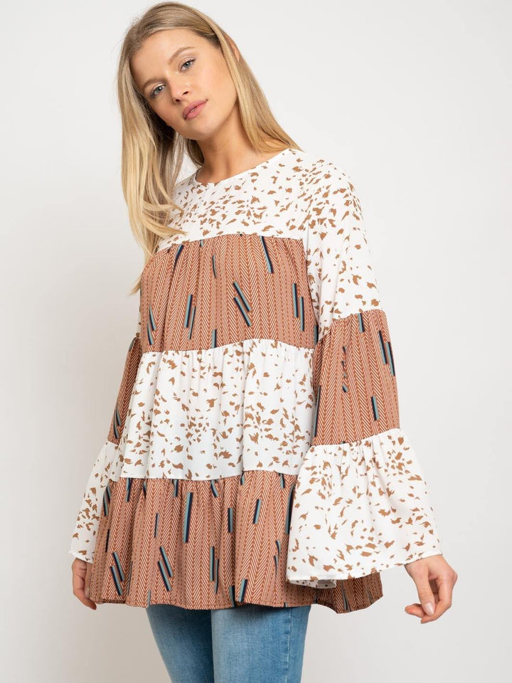 WOMEN'S BELL SLEEVE MULTI TOP