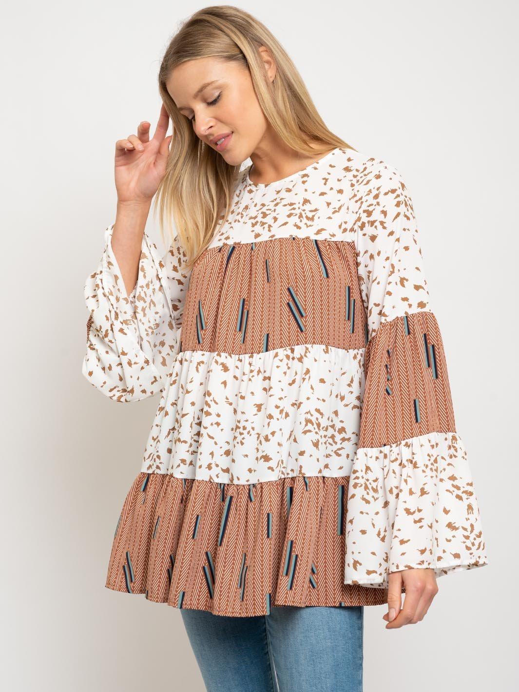 WOMEN'S BELL SLEEVE MULTI TOP