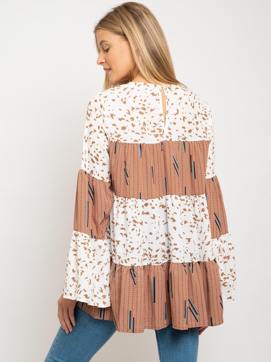 WOMEN'S BELL SLEEVE MULTI TOP