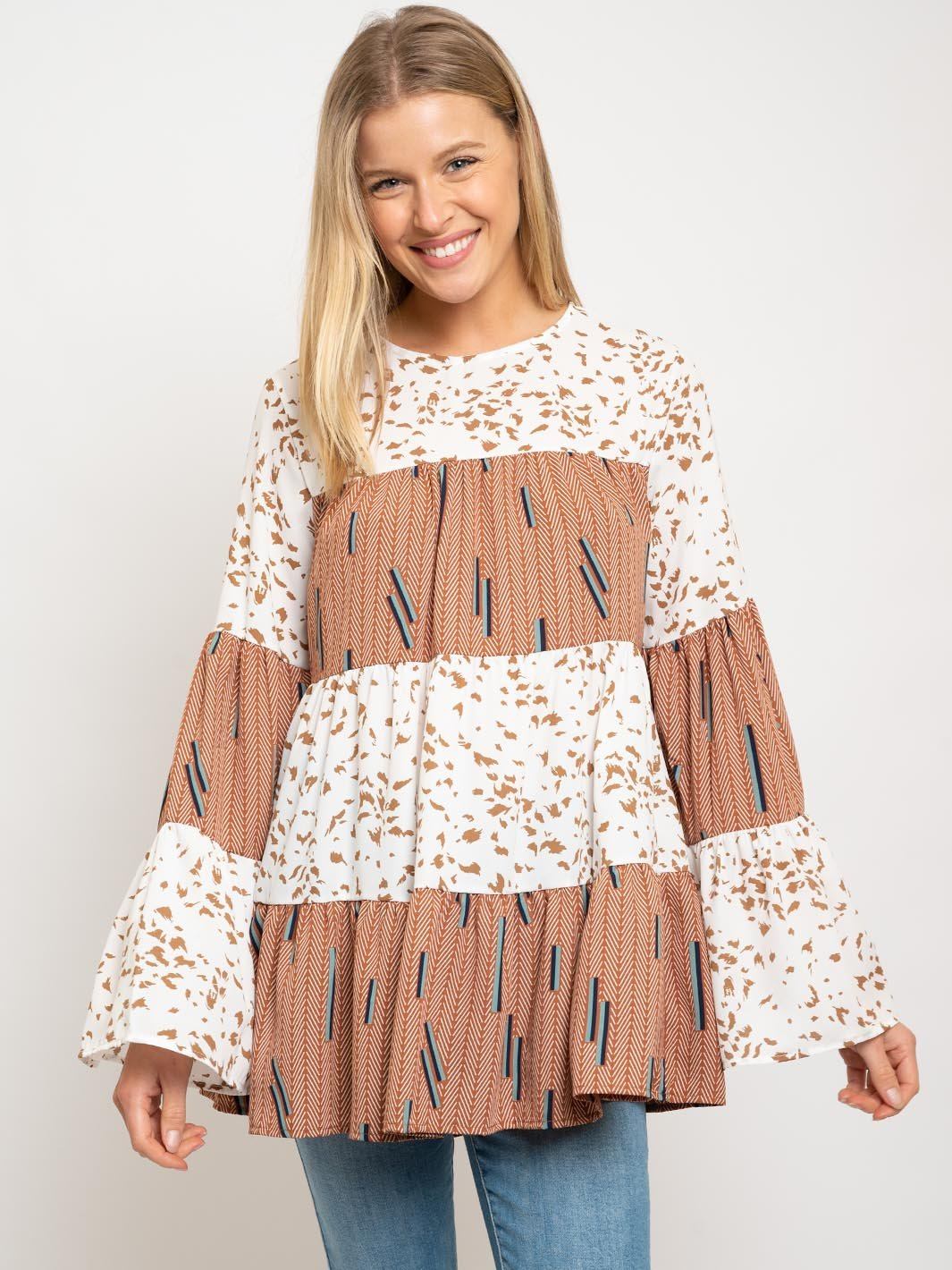 WOMEN'S BELL SLEEVE MULTI TOP