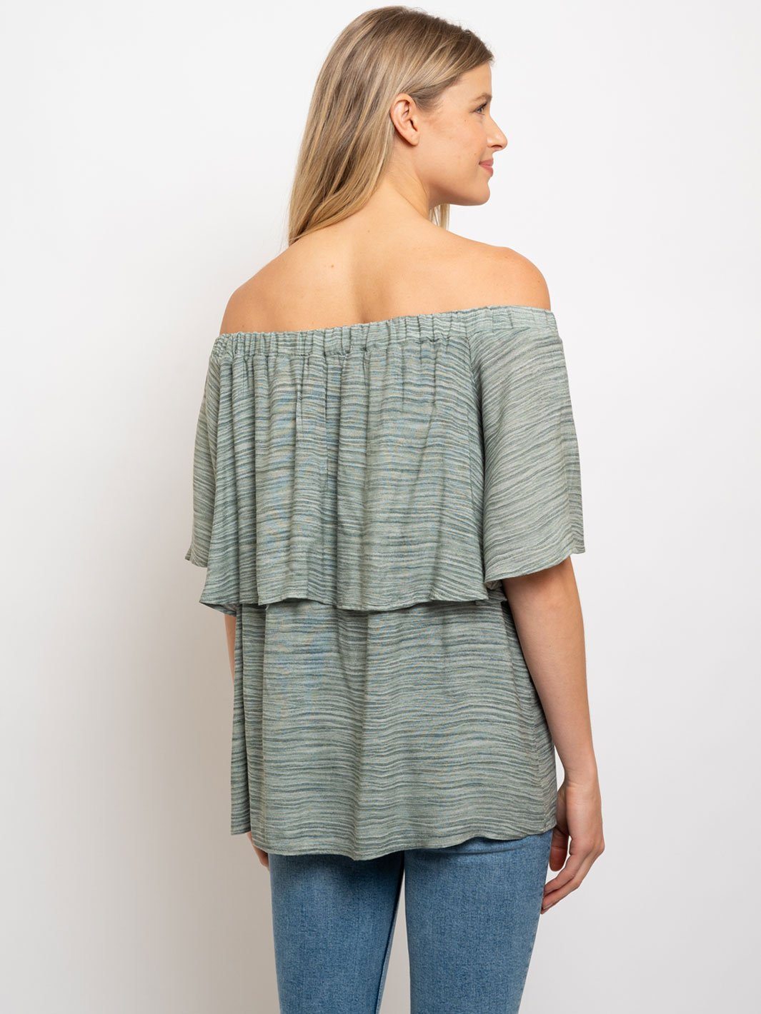 WOMEN'S ZEBRA PRINT RUFFLE OFFF SHOULDER TOP