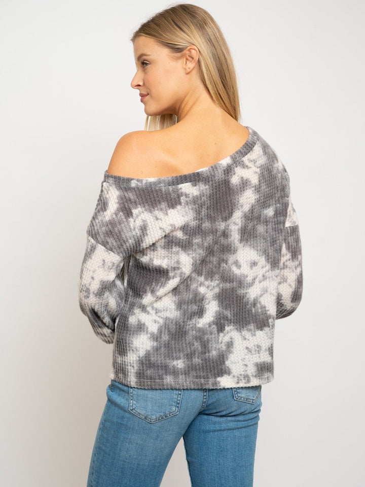 WOMEN'S OFF SHOULDER LONG SLEEVE TIE DYE TOP