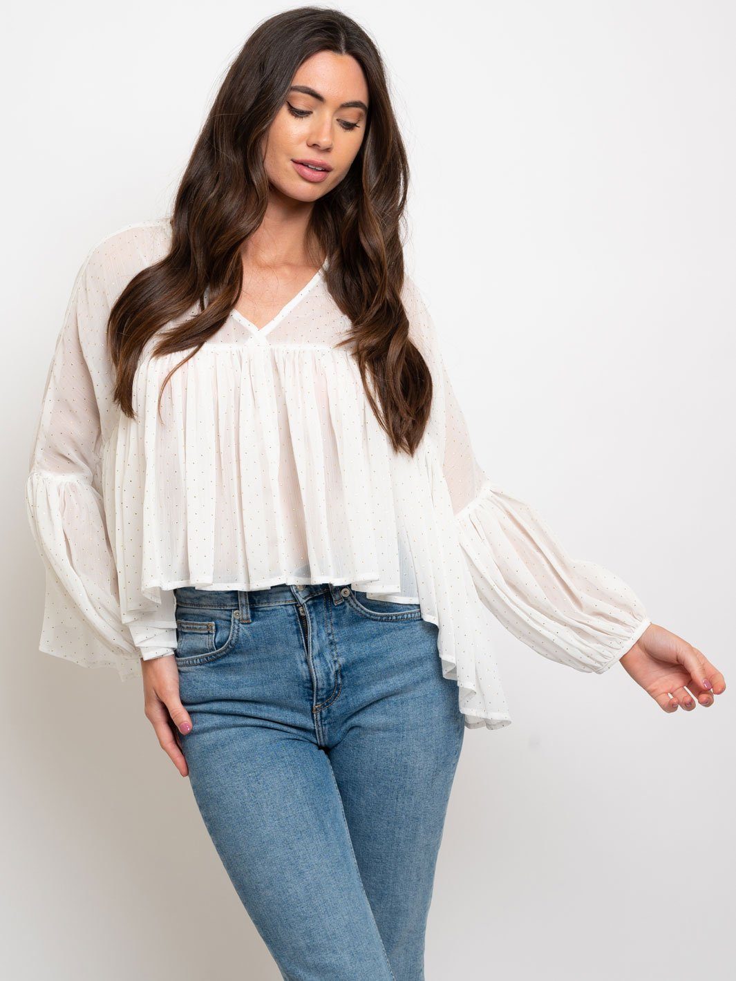 WOMEN'S LONG DRAPE SLEEVES TOP