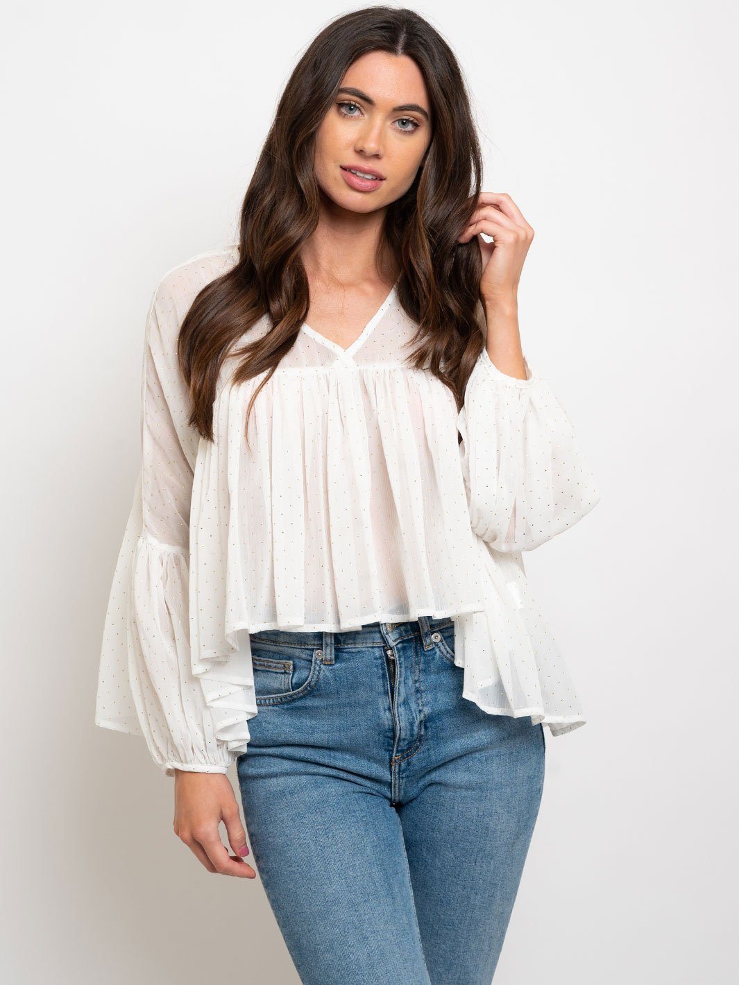 WOMEN'S LONG DRAPE SLEEVES TOP