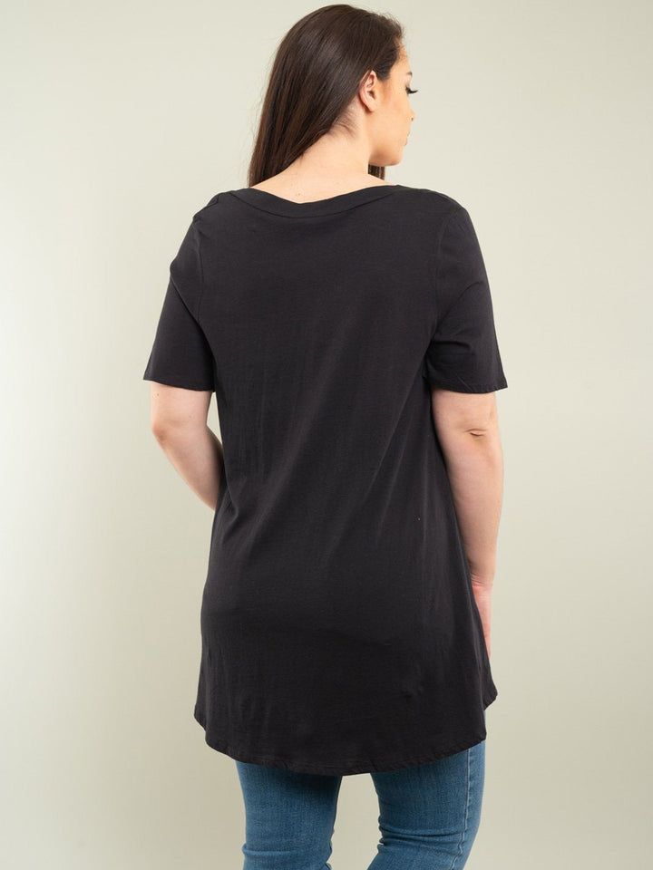 PLUS SIZE OVERSIZE TUNIC V-NECK TOP