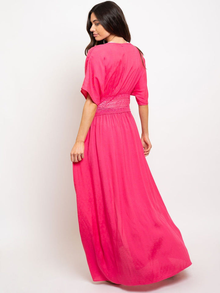 WOMEN'S LONG FRONT TIE CROCHET WAIST TOP