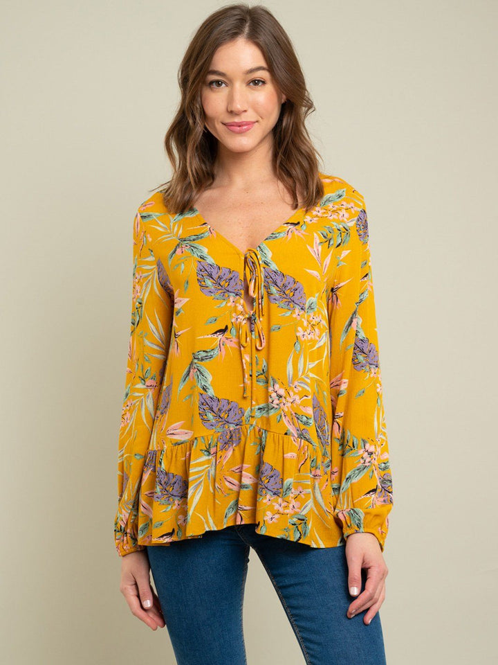 WOMEN'S LONG SLEEVE FLORAL TOP