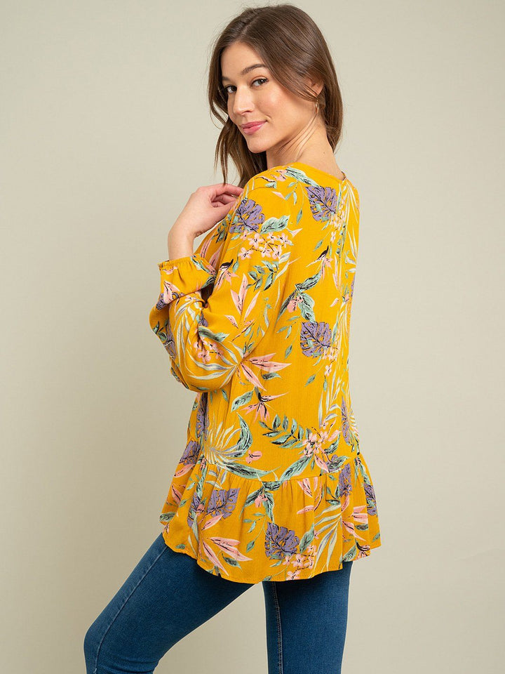 WOMEN'S LONG SLEEVE FLORAL TOP