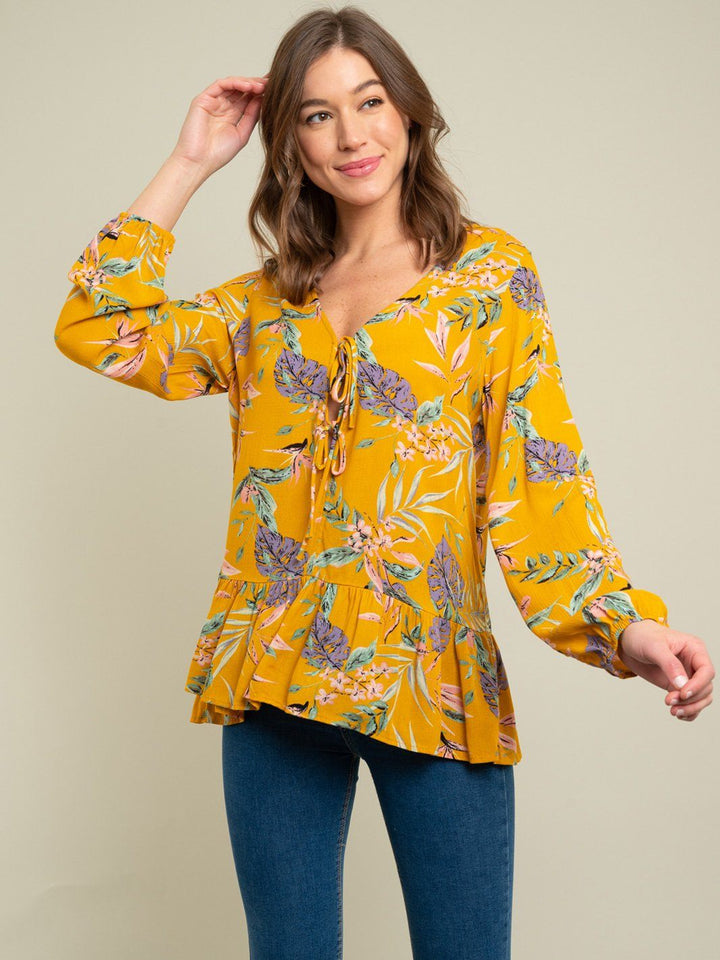 WOMEN'S LONG SLEEVE FLORAL TOP