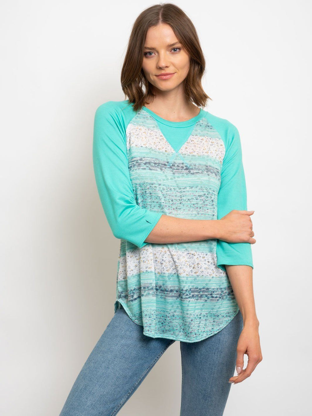 WOMEN'S 3/4 STRIPES TOP