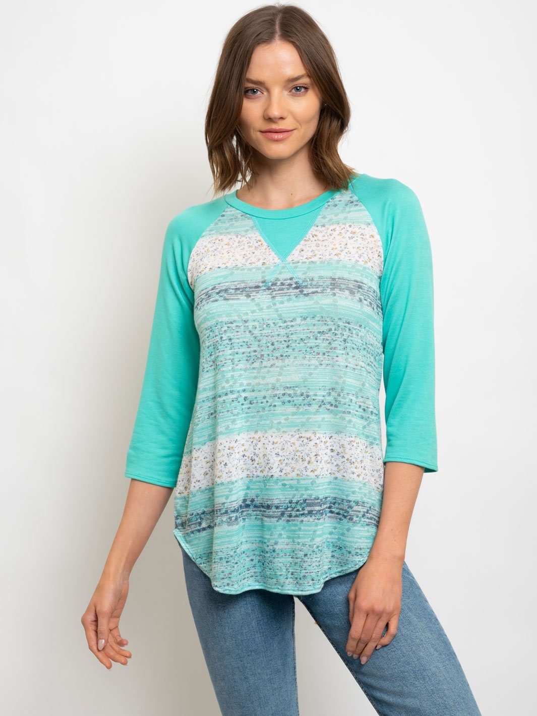 WOMEN'S 3/4 STRIPES TOP