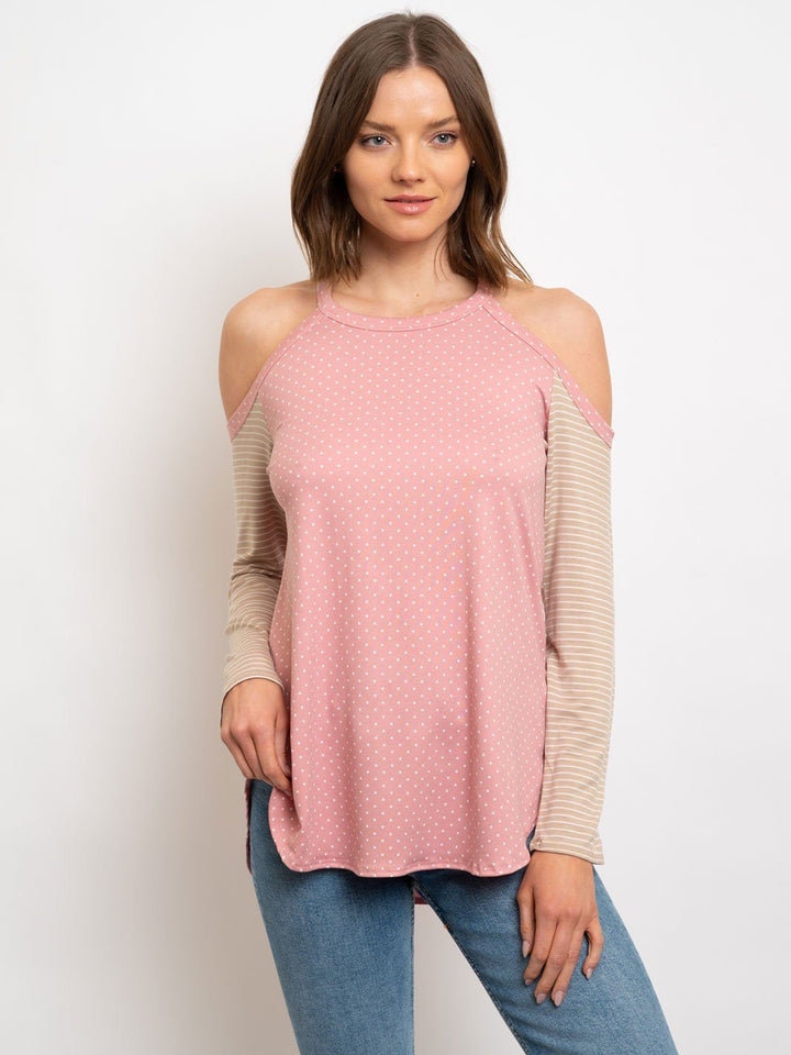 WOMEN'S PINK OFF SHOULDER TOP