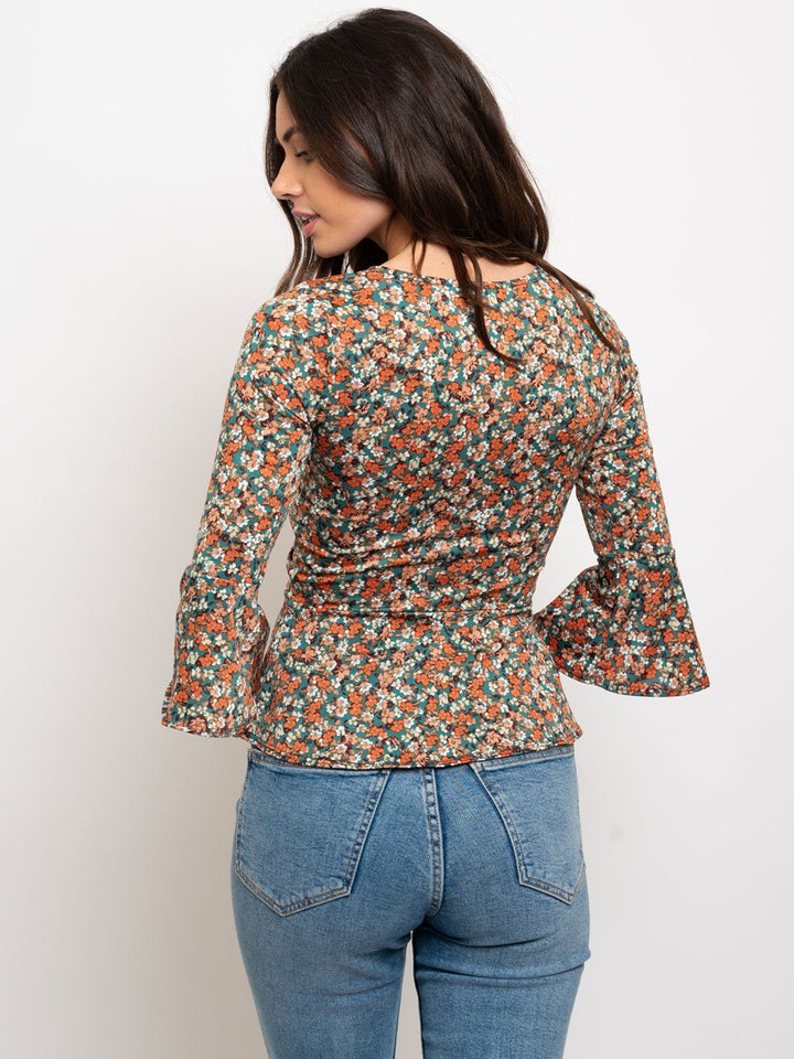 WOMEN'S FLORAL FRONT TWIST TOP